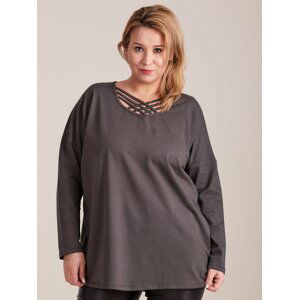 ŠEDÁ DÁMSKÁ HALENKA YP-BZ-CTB0079.20-DARK GRAY Velikost: XL/2XL