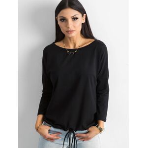 DÁMSKÉ ČERNÉ TRIČKO NA UTAŽENÍ V PASE RV-BZ-4691.38P-BLACK Velikost: XS