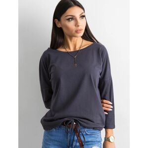 DÁMSKÉ ŠEDÉ TRIČKO NA UTAŽENÍ V PASE RV-BZ-4691.40P-DARK GREY Velikost: XL