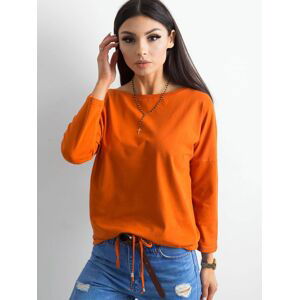 DÁMSKÉ ORANŽOVÉ TRIČKO NA UTAŽENÍ V PASE RV-BZ-4691.44P-DARK ORANGE Velikost: XL