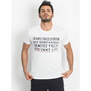 TOMMY LIFE BÍLÉ PÁNSKÉ TRIČKO S NÁPISEM 298-TS-TL-87282.05X-WHITE Velikost: S