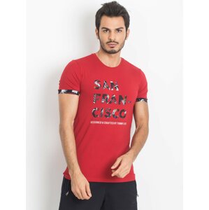 TOMMY LIFE ČERVENÉ PÁNSKÉ TRIČKO SAN FRANCISCO 298-TS-TL-87307.02X-RED Velikost: S