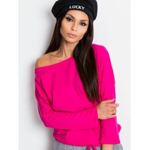 DÁMSKÉ RŮŽOVÉ TRIČKO NA UTAŽENÍ V PASE RV-BZ-4691.96-FUCHSIA Velikost: XS