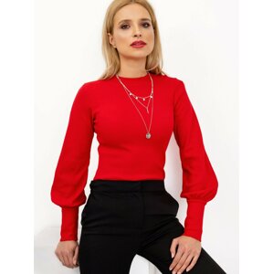 DÁMSKÁ ČERVENÁ HALENKA S BALONOVÝMI RUKÁVY RV-BZ-5223.15-RED Velikost: XL