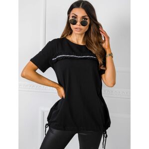 DÁMSKÉ ČERNÉ TRIČKO S BÍLÝM PRUHEM RV-BZ-5425.07P-BLACK Velikost: S/M