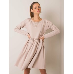 BÉŽOVÉ DÁMSKÉ ŠATY RV-SK-5889.41P-BEIGE Velikost: M