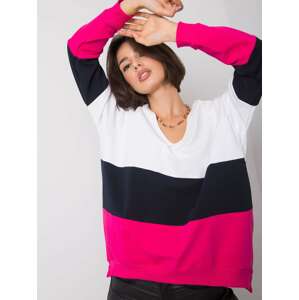 DÁMSKÁ VOLNÁ BÍLO-ČERNO-FUCHSIOVÁ MIKINA RV-BL-5972.07-WHITE-BLACK-FUCHSIA Velikost: S/M