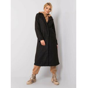 ČERNÝ DLOUHÝ DÁMSKÝ KABÁT TEDDY COAT 217-PL-23335.87BLACK Velikost: S