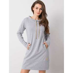 ŠEDÉ MIKINOVÉ ŠATY S KAPSAMI -RV-SK-6067.15X-GREY Velikost: S/M