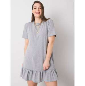 SVĚTLE ŠEDÉ ŠATY S VOLÁNEM -RV-SK-6328.87P-GREY Velikost: XL