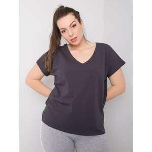 TMAVĚ ŠEDÁ HALENKA S VÝSTŘIHEM DO V RV-TS-6305.22P-GREY Velikost: 4XL