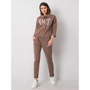 TMAVĚ BÉŽOVÁ DÁMSKÁ TEPLÁKOVÁ SOUPRAVA FACT -RV-KMPL-6421.06-DARK BEIGE Velikost: S/M