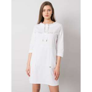 BÍLÉ DÁMSKÉ MIKINOVÉ ŠATY RV-SK-6271.49-WHITE Velikost: S/M