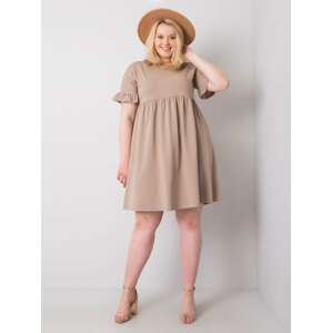 BÉŽOVÉ DÁMSKÉ ŠATY S ŘASENÍM RV-SK-6335.68-BEIGE Velikost: XL