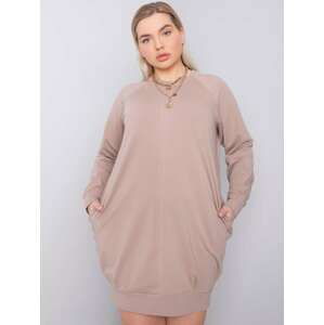 BÉŽOVÉ DÁMSKÉ ŠATY S KAPSAMI RV-SK-6296.99-BEIGE Velikost: 2XL