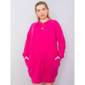 RŮŽOVÉ DÁMSKÉ ŠATY S KAPSAMI RV-SK-6296.99-FUCHSIA Velikost: 3XL