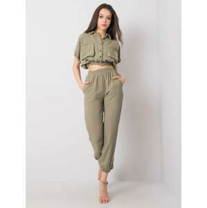 KHAKI DÁMSKÁ LEHKÁ SOUPRAVA S KNOFLÍKY 346-KMPL-5002.61-KHAKI Velikost: XL