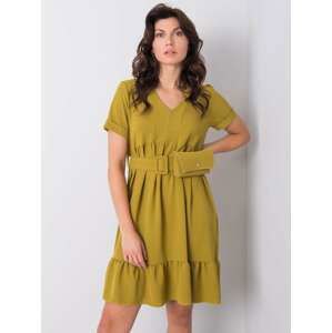 KHAKI DÁMSKÉ ŠATY S PÁSKEM DHJ-SK-13078.31P-KHAKI Velikost: ONE SIZE