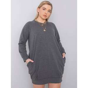 TMAVĚ ŠEDÉ DÁMSKÉ ŠATY S KAPSAMI RV-SK-6296.99-GRAY Velikost: XL