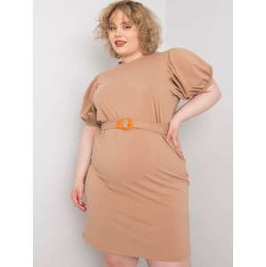 BÉŽOVÉ ŠATY S PÁSKEM MYLAH RV-SK-6636.88-BEIGE Velikost: 2XL