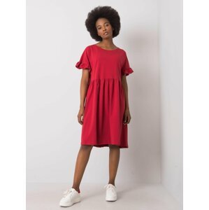 Červené dámské volné šaty RV-SK-5576.04-bordo Velikost: XS
