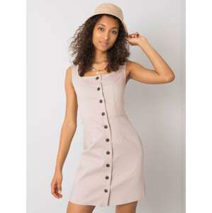 Béžové dámské šaty s knoflíky LK-SK-508246.13P-beige Velikost: 40