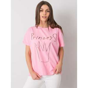 RŮŽOVÉ DÁMSKÉ TRIČKO S POTISKEM PRINCESS FA-TS-7121.88P-PINK Velikost: ONE SIZE