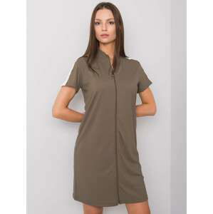 KHAKI DÁMSKÉ ŠATY SE ZIPEM HG-SK-5446.21-KHAKI Velikost: S