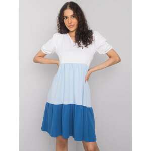 LEŽÉRNÍ ŠATY KYLIE - BÍLÁ-SVĚTLE MODRÁ- TMAVĚ MODRÁ RV-SK-6764.64-WHITE-LIGHT BLUE-DARK BLUE Velikost: XL