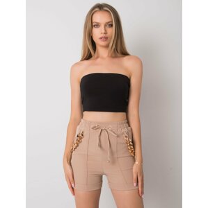 BÉŽOVÉ DÁMSKÉ ŠORTKY SE ZLATÝMI DETAILY DHJ-SN-13260.38P-BEIGE Velikost: XL