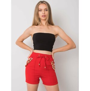 ČERVENÉ DÁMSKÉ ŠORTKY SE ZLATÝMI DETAILY -DHJ-SN-13260.38P-RED Velikost: 2XL