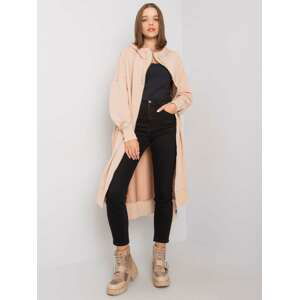 BÉŽOVÁ DLOUHÁ MIKINA NA ZIP -FA-BL-6319.38P-BEIGE Velikost: ONE SIZE