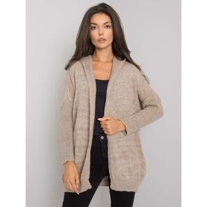 BÉŽOVÝ KARDIGAN S KAPUCÍ -TW-SW-BI-6911.15-BEIGE Velikost: ONE SIZE