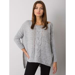 SVĚTLE ŠEDÝ DÁMSKÝ PLETENÝ SVETR TW-SW-BI-559.45-GRAY Velikost: ONE SIZE