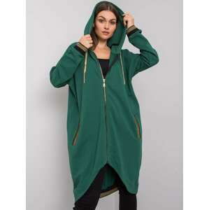 TMAVĚ ZELENÁ DLOUHÁ MIKINA NA ZIP RV-BL-6791.48-DARK GREEN Velikost: S/M