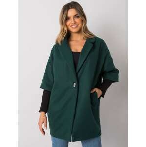 TMAVĚ ZELENÝ VOLNÝ KABÁT -CHA-PL-0409.30X-DARK GREEN Velikost: S/M