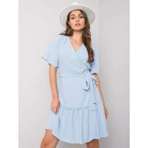 Světle modré dámské šaty s vázáním LK-SK-508623.24X-blue Velikost: 40