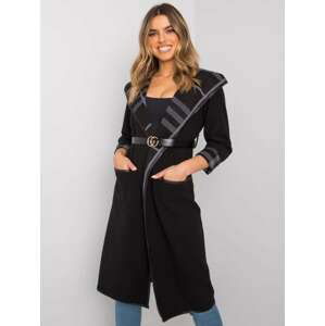 ČERNÝ DLOUHÝ KABÁT DHJ-PL-A5721.40X-BLACK Velikost: ONE SIZE