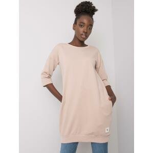 BÉŽOVÁ DLOUHÁ MIKINA S KAPSAMI RV-BL-6941.39P-BEIGE Velikost: L/XL