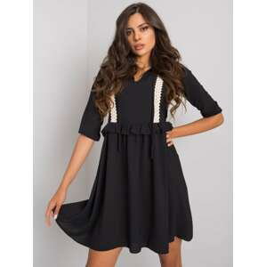 Černé dámské šaty s volánkem CHA-SK-1710.09-black Velikost: L/XL