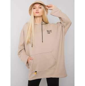 BÉŽOVÁ DÁMSKÁ OVERSIZE MIKINA S KAPSOU RV-BL-7098.28-BEIGE Velikost: ONE SIZE