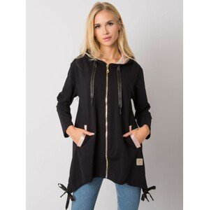 ČERNÁ MIKINA NA ZIP A S VÁZÁNÍM NA BOCÍCH RV-BL-4899.23P-BLACK Velikost: S/M