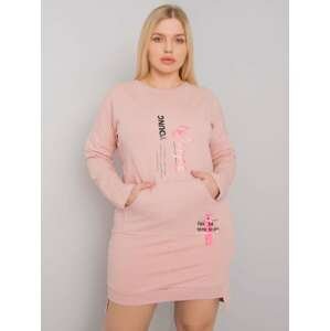 PUDROVÉ ŠATY S NÁPISEM YOUNG A POTISKY RV-SK-7178.44-POWDER PINK Velikost: ONE SIZE