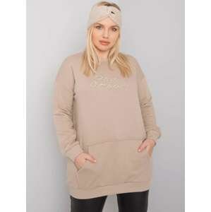 BÉŽOVÁ MIKINA S VÝŠIVKOU CIAO AMOUR BV-BL-7094.17P-BEIGE Velikost: ONE SIZE