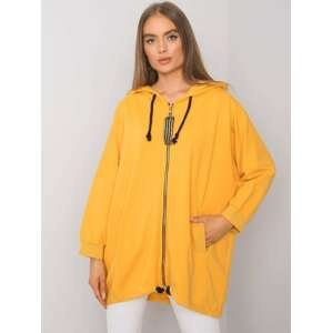 ŽLUTÁ OVERSIZE MIKINA S PRUHOVANÝMI DETAILY RV-BL-6780.45-YELLOW Velikost: L/XL