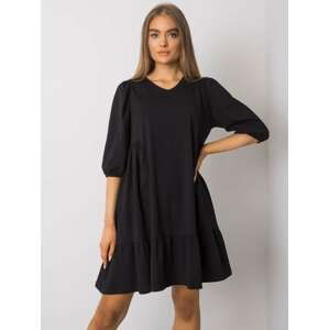 ČERNÉ DÁMSKÉ VOLNÉ ŠATY RV-SK-7248.09P-BLACK Velikost: S/M