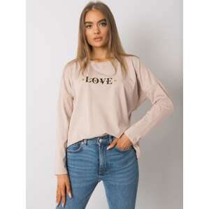 BÉŽOVÉ DÁMSKÉ TRIČKO S NÁPISEM LOVE RV-BZ-7209.24P-LIGH BEIGE Velikost: L/XL