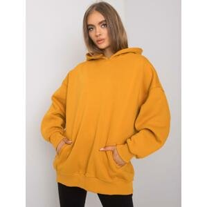 HOŘČICOVÁ  OVERSIZE MIKINA BEZ POTISKU RV-BL-6989.37X-MUSTARD Velikost: S/M