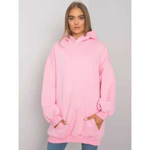 SVĚTLE RŮŽOVÁ DÁMSKÁ DLOUHÁ MIKINA S KAPSOU RV-BL-6990.25X-PINK Velikost: S/M