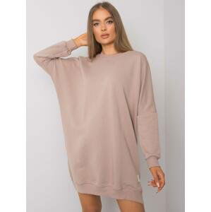 BÉŽOVÉ MIKINOVÉ OVERSIZE ŠATY RV-SK-7216.95-BEIGE Velikost: L/XL